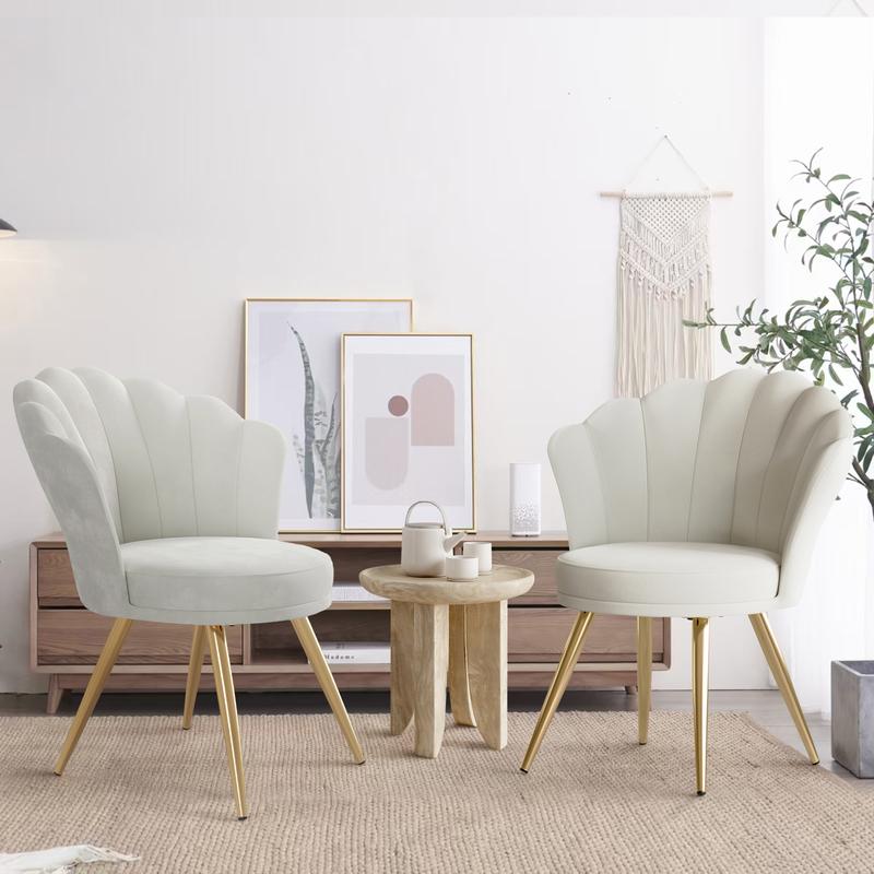 Velvet Accent Chair with Gold Metal Legs, Vanity Chair for Makeup Room, Upholstered Guest Chair for Living Room, Side Chair for Bedroom, Black