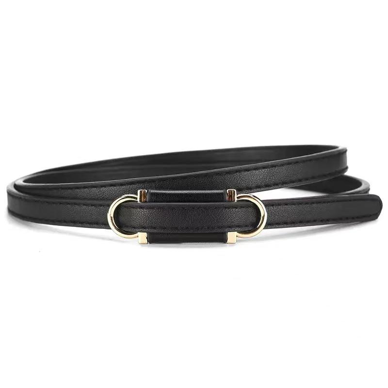 Adjustable Thin Belt with Dual Buckles, Soft Style Waist Cinch Strap, Multi-Color Options, Dress & Sweater Accent Belt