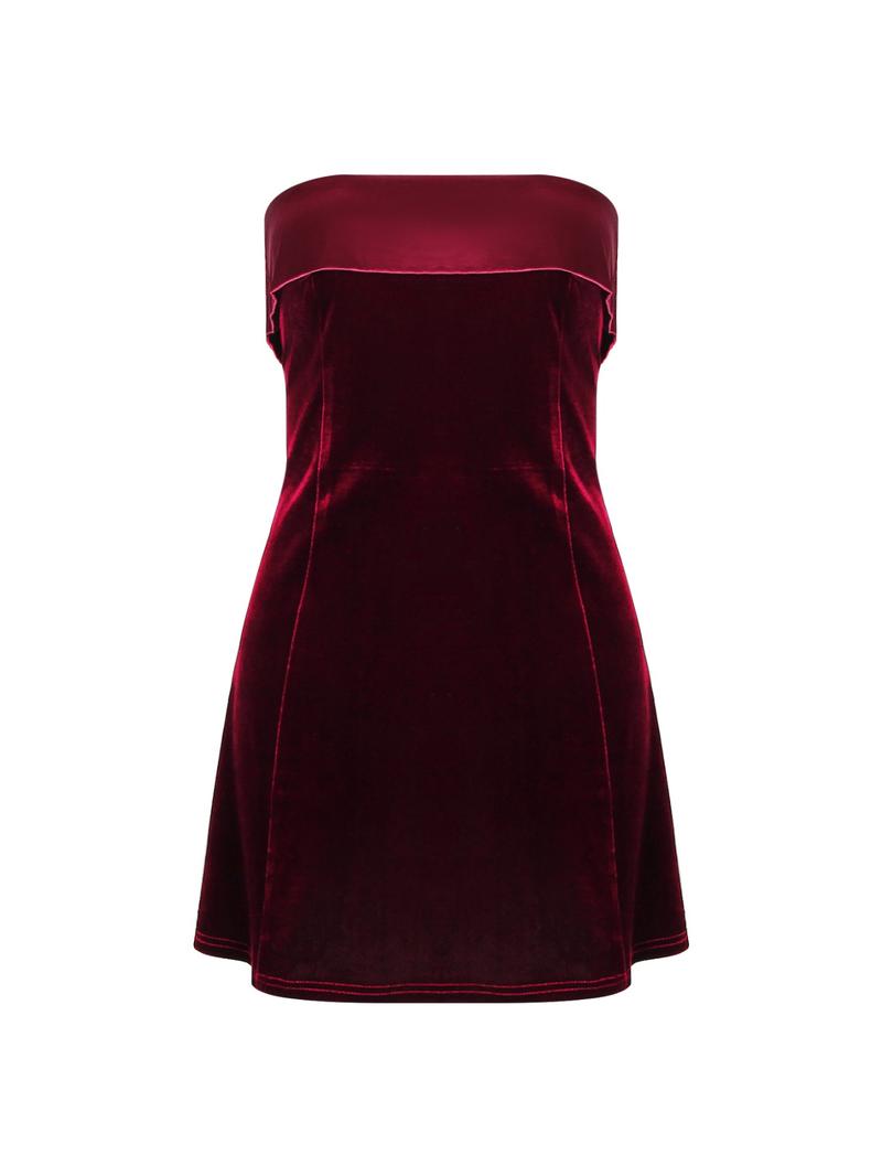 Women Velvet Strapless Party Dress Sexy Occasion Wear Velour Mini Dress Elegant Formal Dress