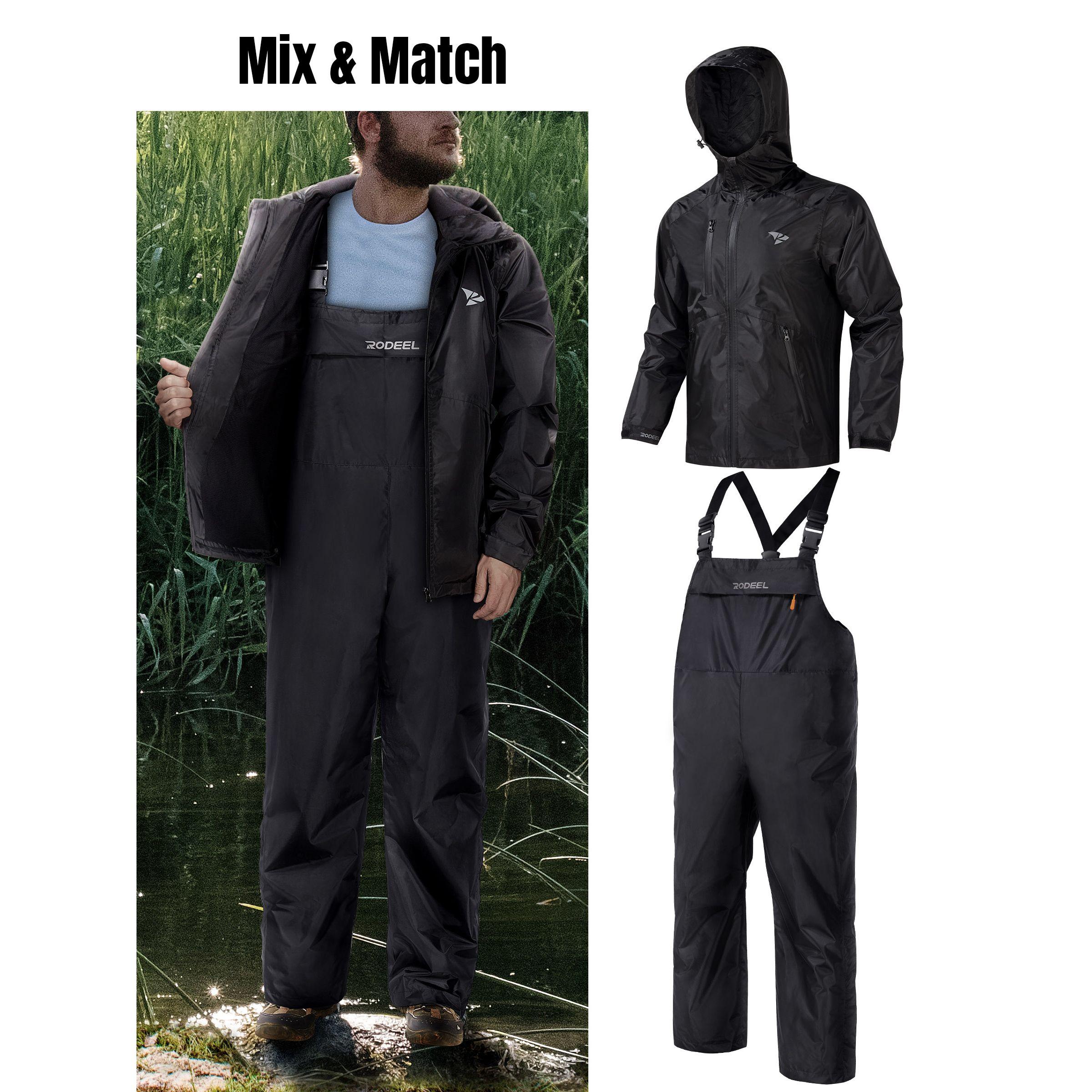 【RODEEL】717 Waterproof Bib Overalls Men Durable Rainwear with Adjustable Suspenders and Chest Pocket Relaxed Fit Pants Workwear for Outdoor Sports Hiking Fishing Boating Car Washing Construction Landscaping Gardening Workwear Menswear, Holiday Gift