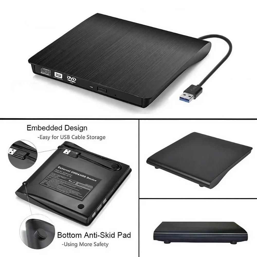 USB 3.0 Ultra-Thin External CD/DvD Burner Drive for Laptop & PC, Portable DVd-ROM Rewriter with High-Speed Data Transfer, Plug & Play, No Driver Needed, Compatible with Windows & Mac.