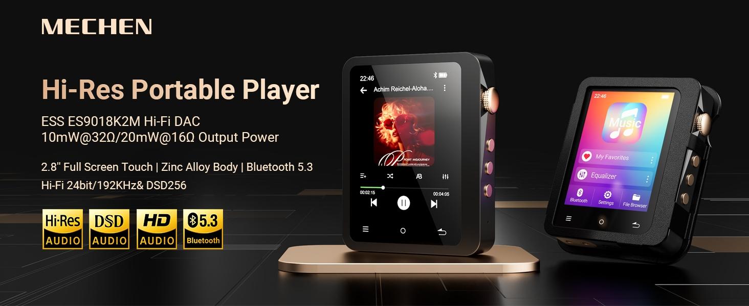 64GB MP3 Çalar Bluetooth 5.3 MECHEN 2.4'' Dokunmatik Ekran Taşınabilir Yürüyüş MP3 Çalar, Hat