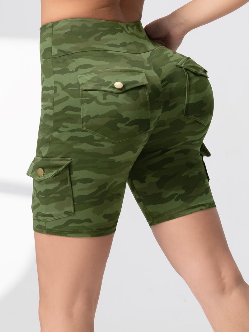 CHRLEISURE 3PCS Women High Waisted Cargo Shorts With Pockets Gym Running Shorts bike Shorts For Women fitness summer