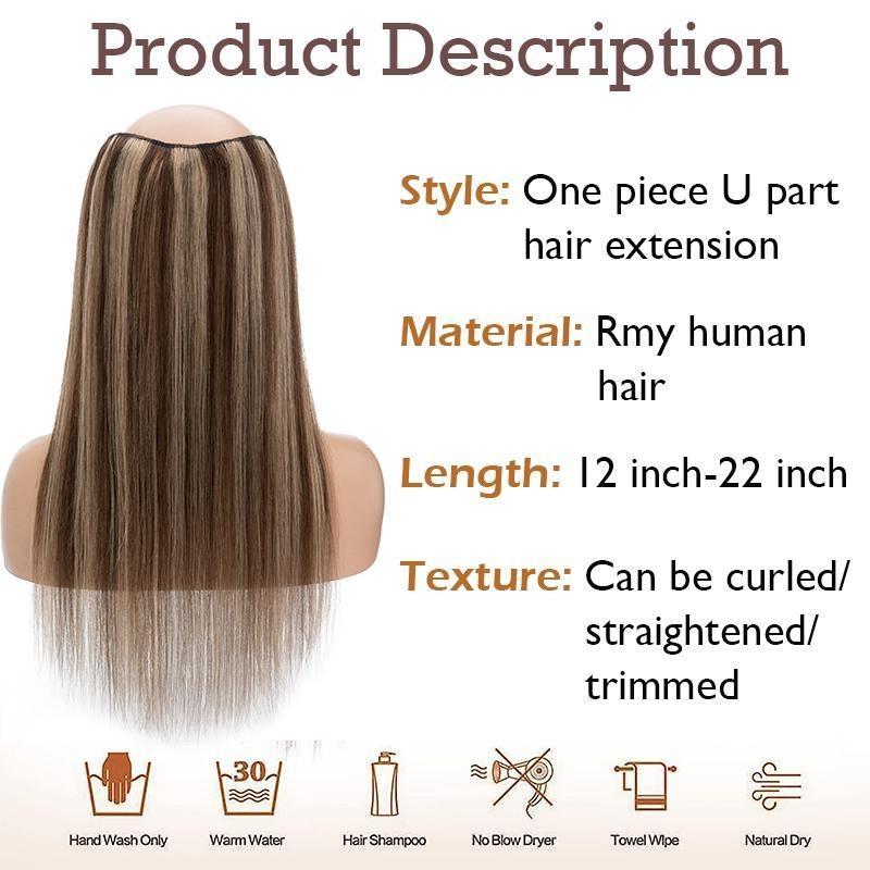 Remy Human Hair Extensions Clip In Hair Extensions V Shape 12 Inch-22 Inch Long Straight Invisible Hairpiece for Women Adding Hair Volume
