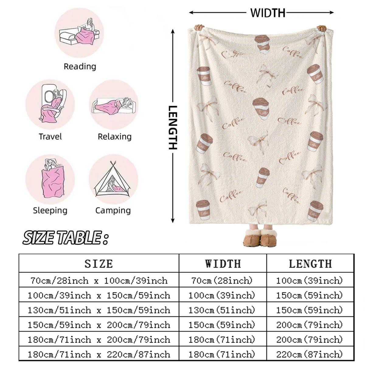 Coffee Theme Print Blanket, Soft Flannel, Breathable and Warm, Bedroom Decor, Gift, Pet Blanket, All Seasons