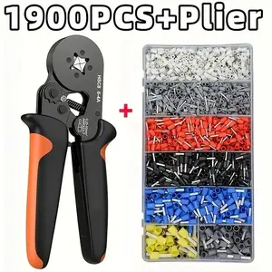Ferrule Crimping Tool Kit with 1900pcs Wire Connectors, Insulated VE Tubular Crimp Terminals, Self-adjustable Ratchet Wire Crimping Tool Kit Crimper Plier Set HSC8 6-4A