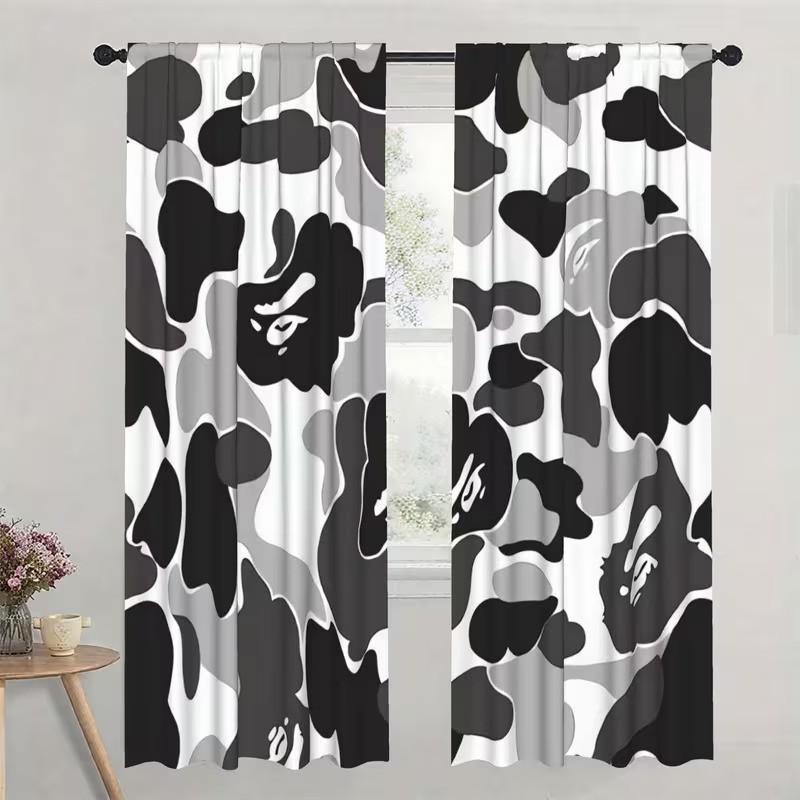 2 pieces of high-definition digital fashionable and elegant design printed curtains, made of polyester with semi-transparent texture, machine washable, suitable for bedrooms, living rooms and home decoration curtains.