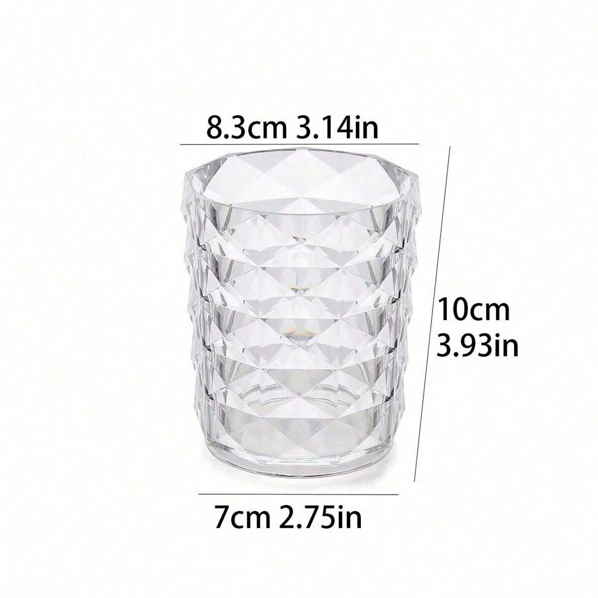 Drill Pattern Diamond Makeup Brush Storage Bucket Pen Holder, Transparent Multi-Functional Container for Eyeshadow Brushes & Water Cup, Desktop Storage Box, Makeup Cosmetic Organizer