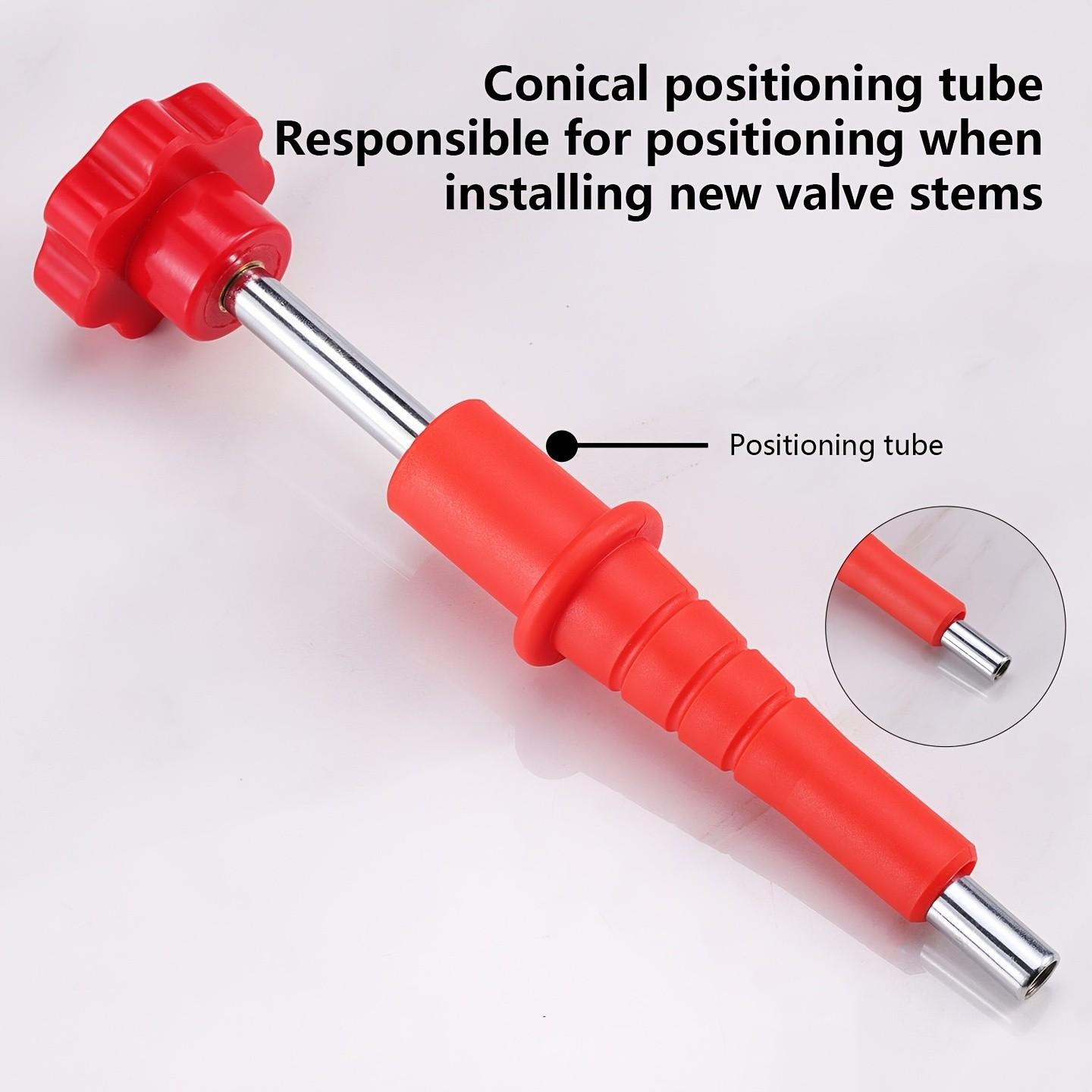 Tire Valve Stem Replacement Tool Kit, No Tire Removal Quick Installer Set with TR413 Rubber Valve Stems, Valve Core Remover for Car Motorcycle Lawn Mower ATV, Automotive Maintenance Tools, Tire Repair Tools
