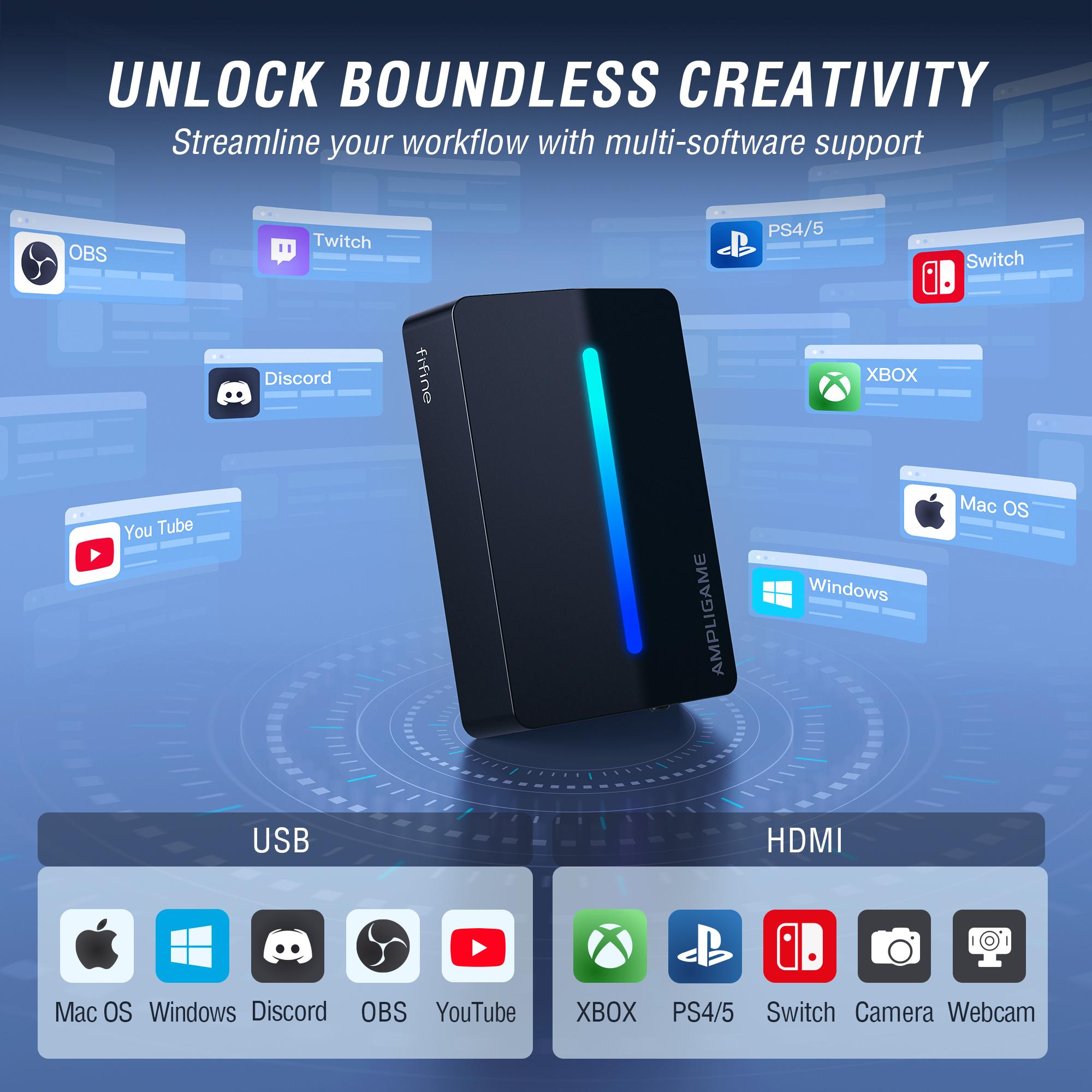 FIFINE AmpliGame Video Capture Card, HD 1080 60fps for Audio Video, Gaming, Live Streaming, HDMI to USB Capture Card Compatible with PS4/Windows/Mac OS/Switch/Xbox, - Ampligame V3 FIFINE AmpliGame Video Capture Card, HD 1080 60fps for Audio Video, Gaming, Live Streaming, HDMI to USB Capture Card Compatible with PS4/Windows/Mac OS/Switch/Xbox, - Ampligame V3