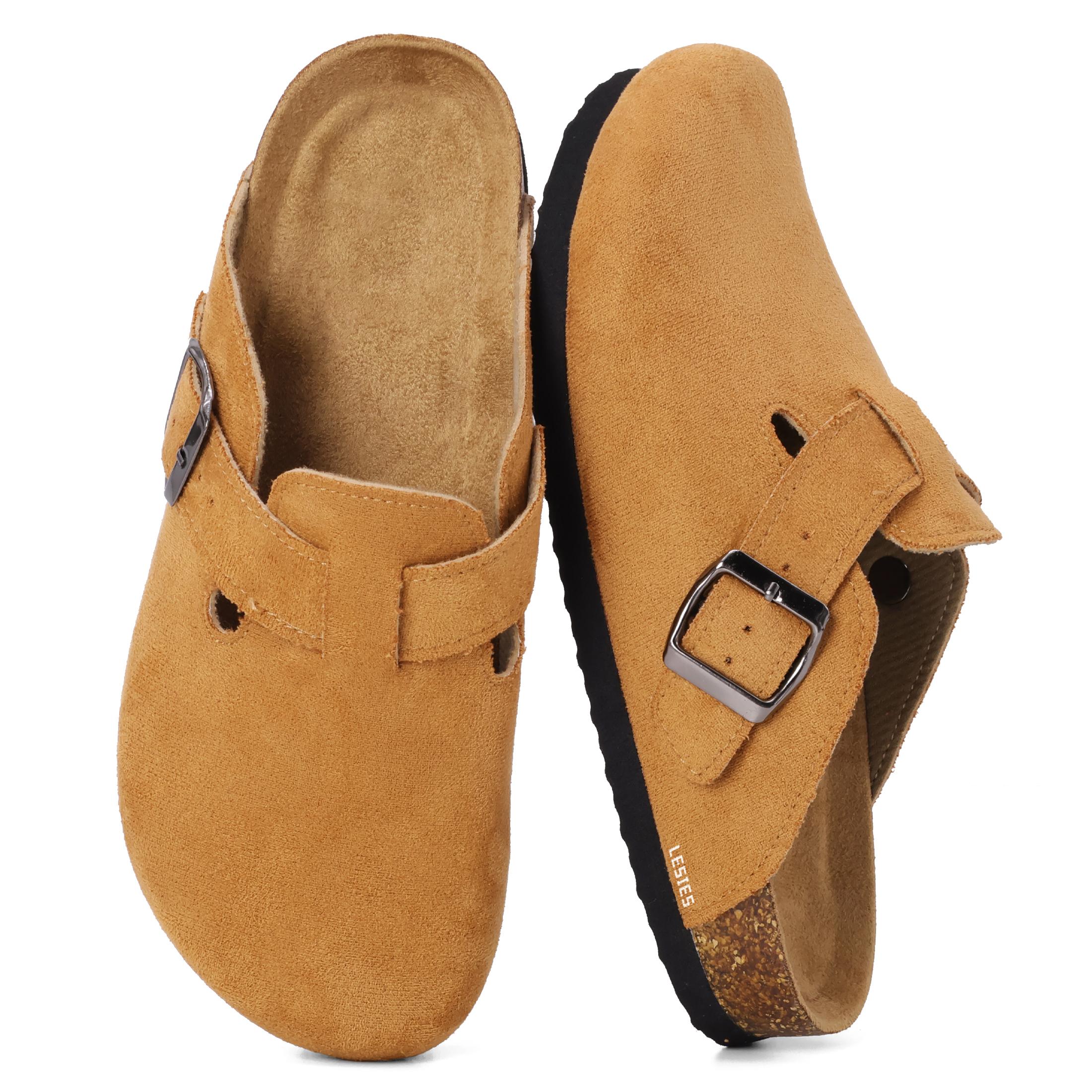 Womens Casual Slippers Comfortable Footbed Suede Light Slippers Potato Shoes with Adjustable Buckle Springfresh