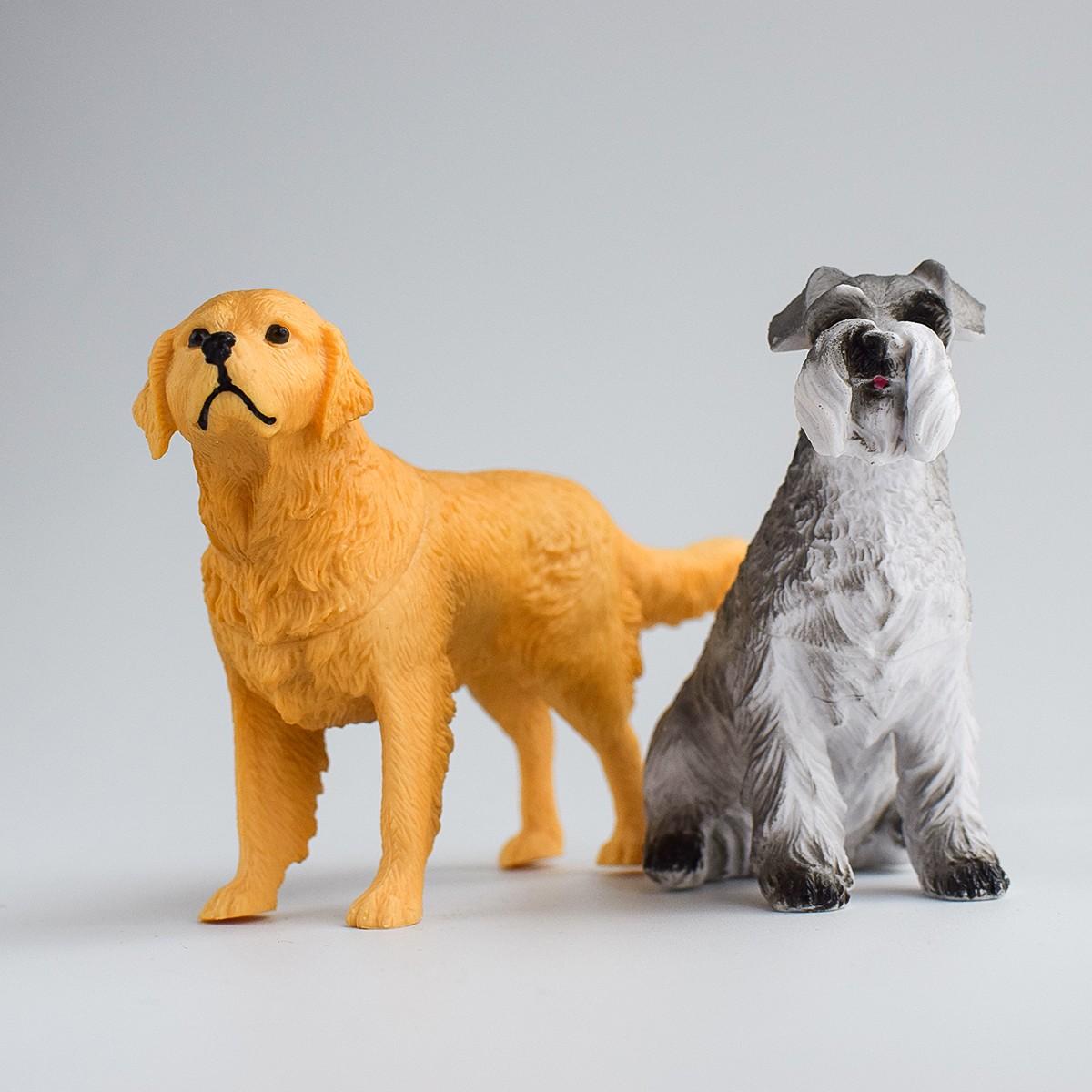 2 PVC Dog Models, Shih Tzu & Golden Retriever, Cute Pet Decor, Desktop Ornament, Birthday Gift, Party Favor, Holiday Present, Still Life Photography