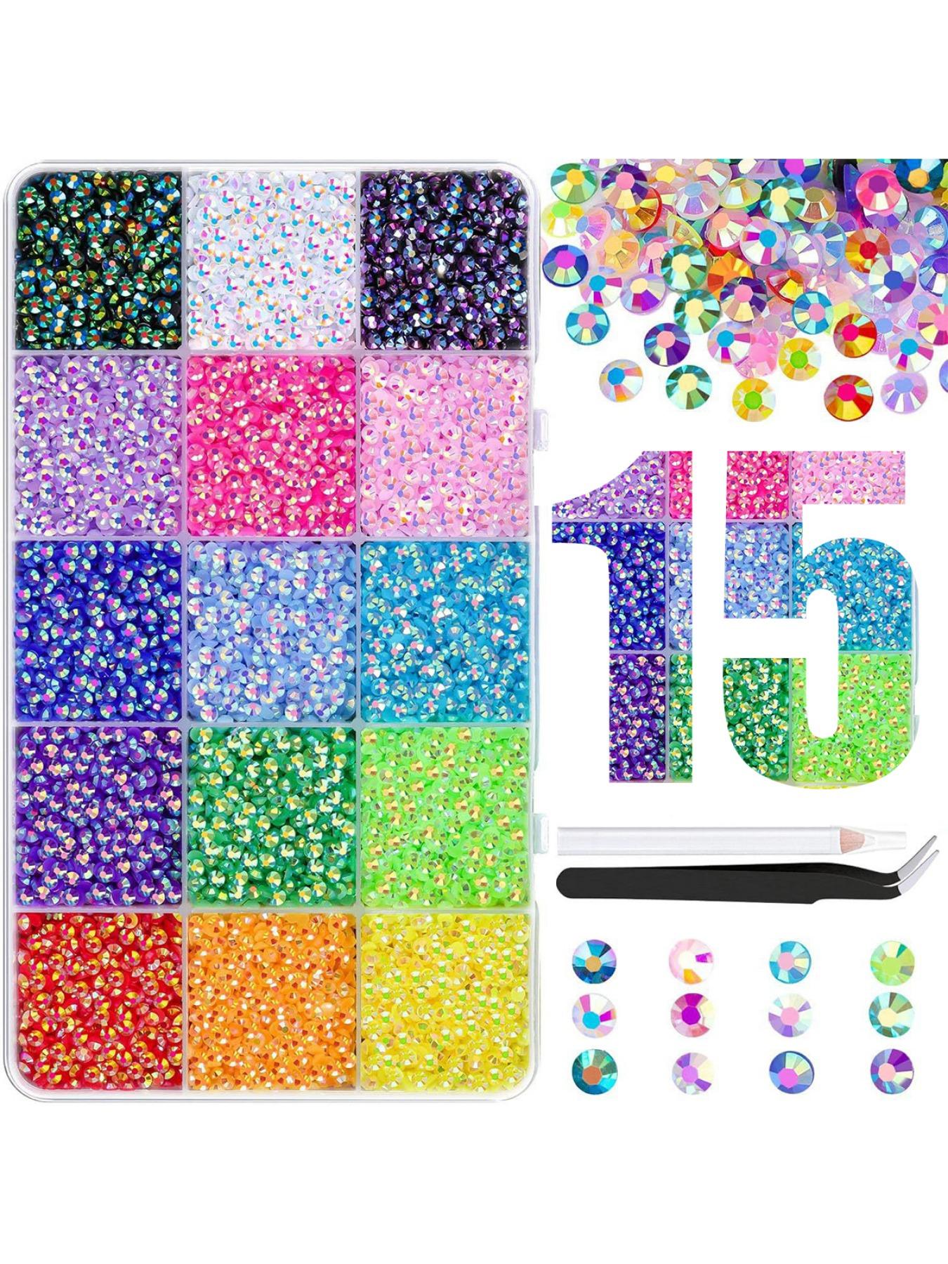 15pcs Resin Rhinestones, 3mm Ab Color Flat Back Jelly Water Drills, DIY Jewelry Making, Nail Art, Phone Decoration Accessories