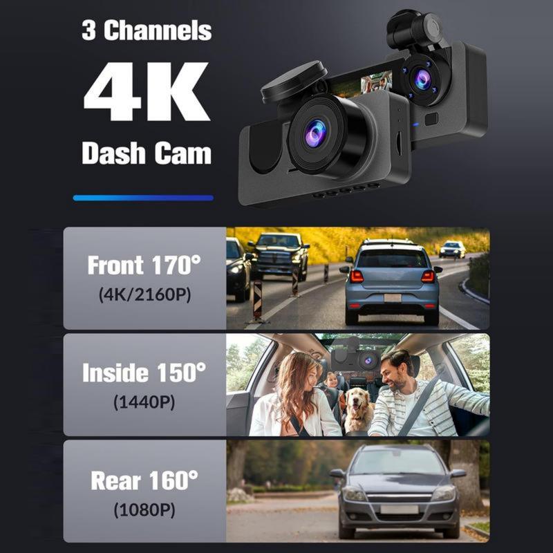 【US 2025 Deals for You Days】4K Dash camera for cars,dash cam front and rear,32GB Card,Built-in Super Night Vision,24H Loop Recording