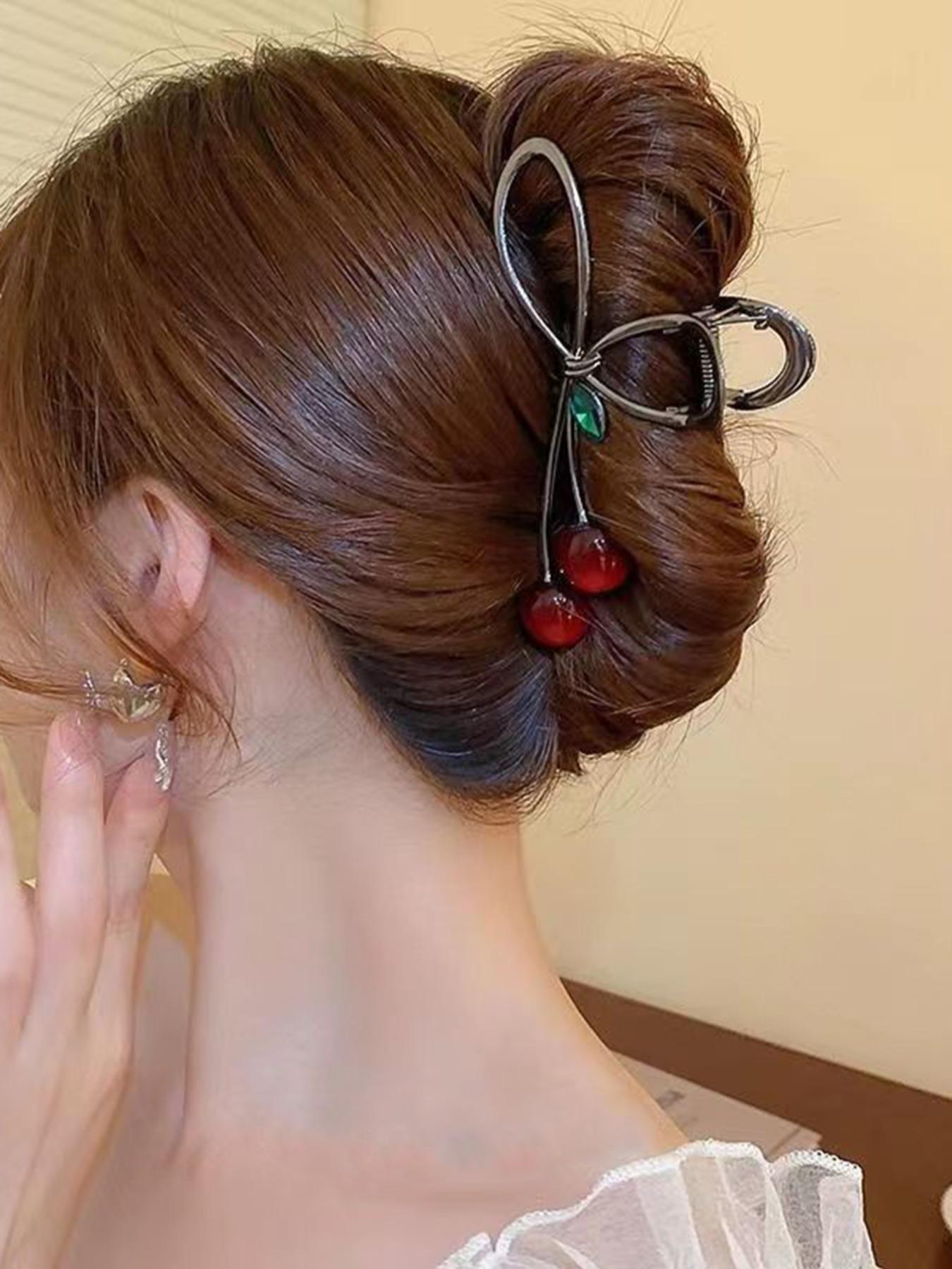 Cute Cherry Hair Claw Clips for Women Sweet Fruit Acrylic Hair Catch Barrettes Fashionable Acetate Hair Accessories Girls Daily Styling Gift