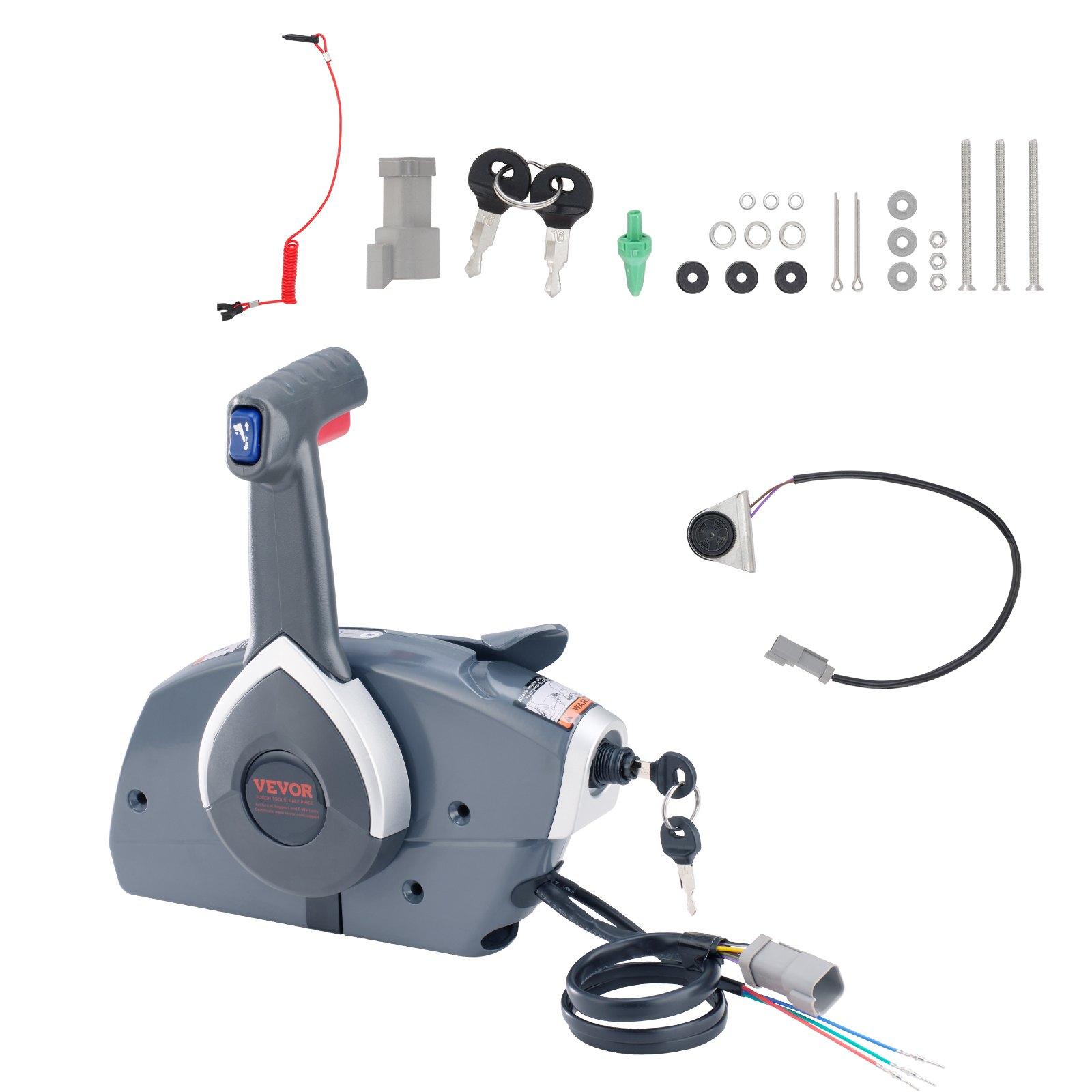 Summervibes VEVOR Boat Throttle Control, 5006180 Side-Mounted Outboard Remote Control Box for Evinrude Johnson, Marine Throttle Control Box with Power Trim Switch and Lanyard