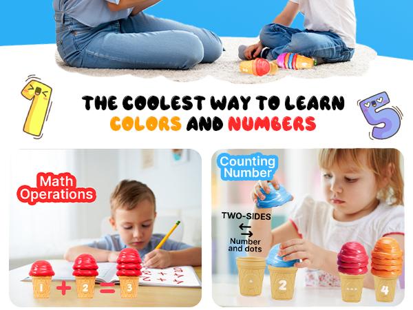 JoyCat Ice Cream Preschool Learning Activities Counting and Color Sorting Set Stacking Toys, Montessori Stacking Fine Motor Skills Toys JoyCat Ice Cream Preschool Learning Activities Counting and Color Sorting Set Stacking Toys, Montessori Stacking Fine Motor Skills Toys