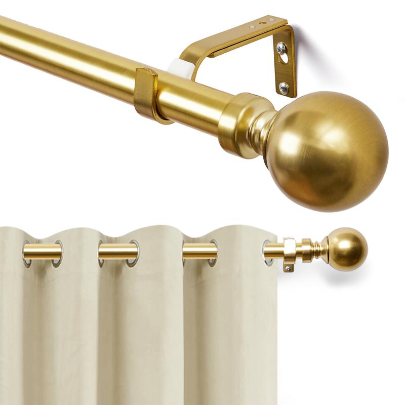 Deconovo Adjustable Heavy Duty Curtain Rod - Telescopic for Bedroom/Living Room, Easy Install (3/4" Steel, Brackets & Finials, Grommet/Tab)