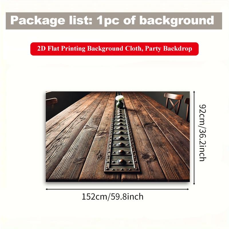 2D Flat Printing Backdrop Banner 1pc, Wooden Table With Artistic Vase Vibrant Polyester Background Cloth for Family Party, Wedding, Birthday, Christmas, Thanksgiving, Fall, Entryway, Room Decorations, Easy to Set Up, Reusable