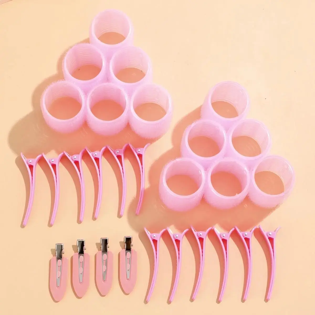 28-Piece Large Hair Curler Set, DIY Hair Styling Tools, Includes 12 Large Cylinders & 16 Clips, Heat-Free Curlers, Perfect for Home & Travel