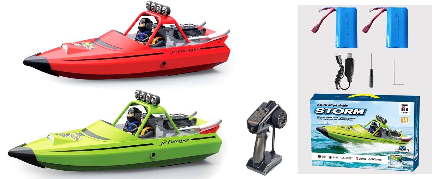 High Speed ARRIS RC Jet Boat, Self-Righting Waterproof Boat with 2 Batteries, Safe Jet Design for Pool & Lake Fun