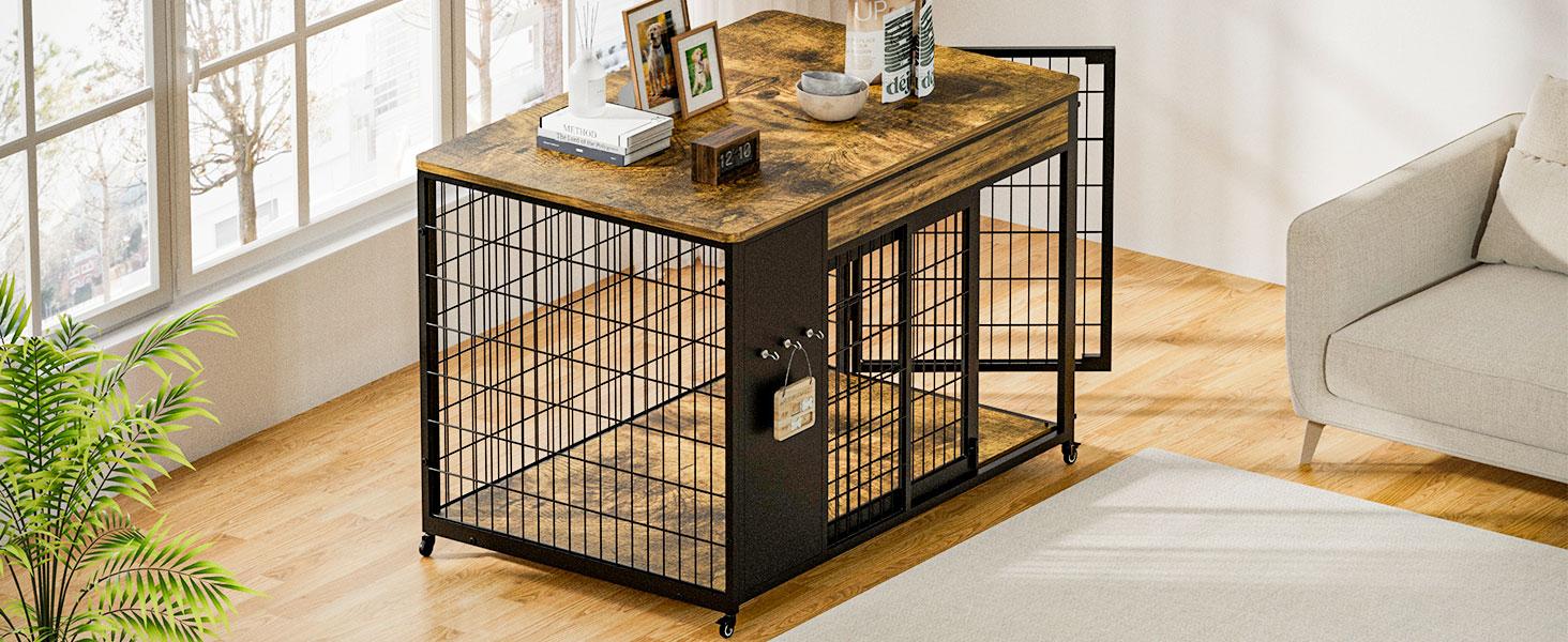 ZZWHOM Premium Solid Wood Dog Crate – Large Indoor Pet Kennel with Lockable Door, Multiple Sizes for Medium to Giant Breeds
