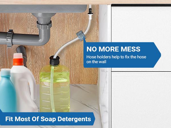 Yofidra Soap Dispenser for Kitchen Sink, Brushed Nickel Stainless Steel, 47” Tube Kit, Kitchen Bathroom Counter Space Available - Home Goods Bottle Black Colour