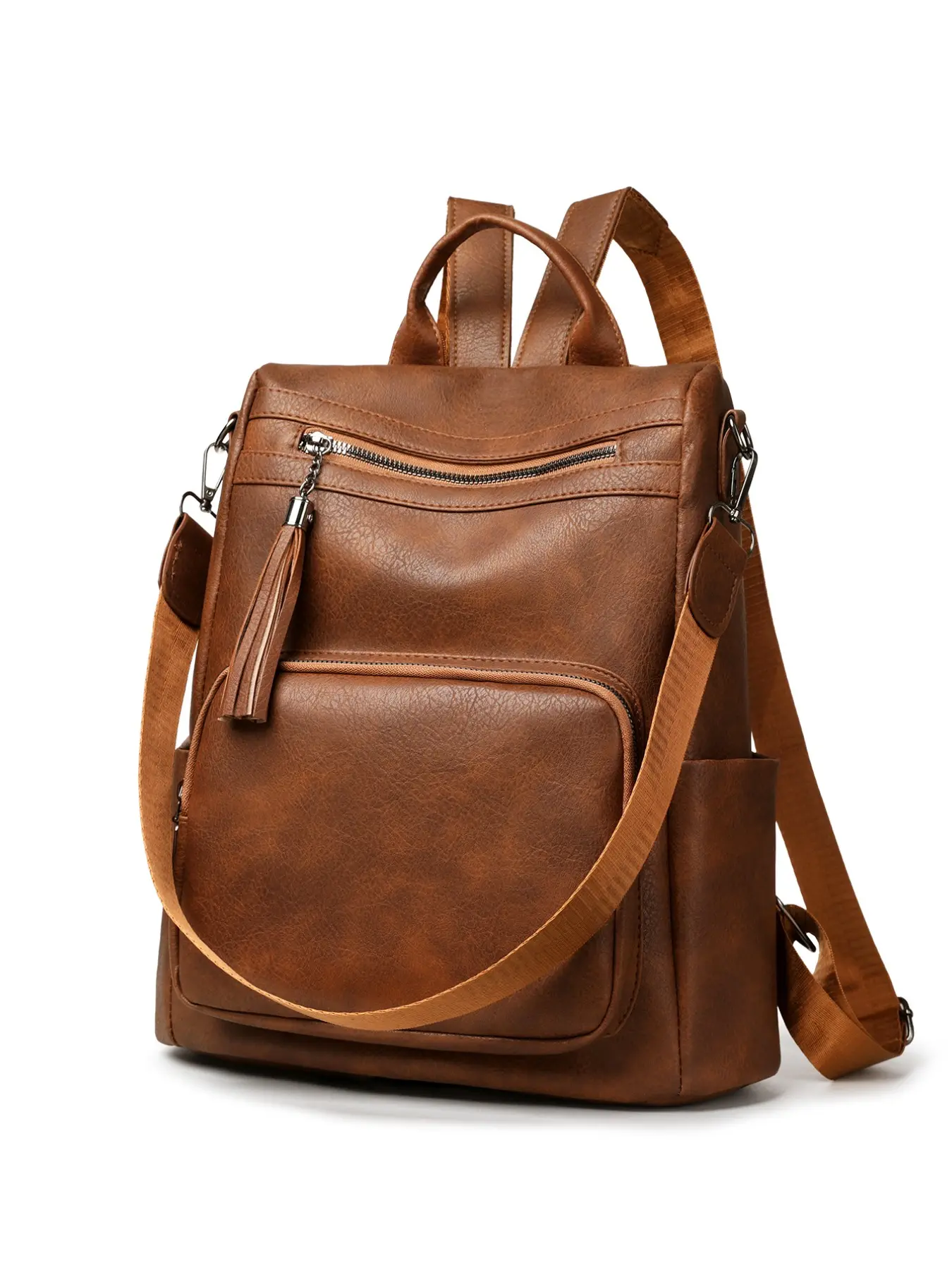 Women's Vintage PU Leather Backpack, Multifunctional Crossbody Bag, Large Capacity, Multiple Pockets, Perfect for Daily Commute and Travel, PU Business Backpack