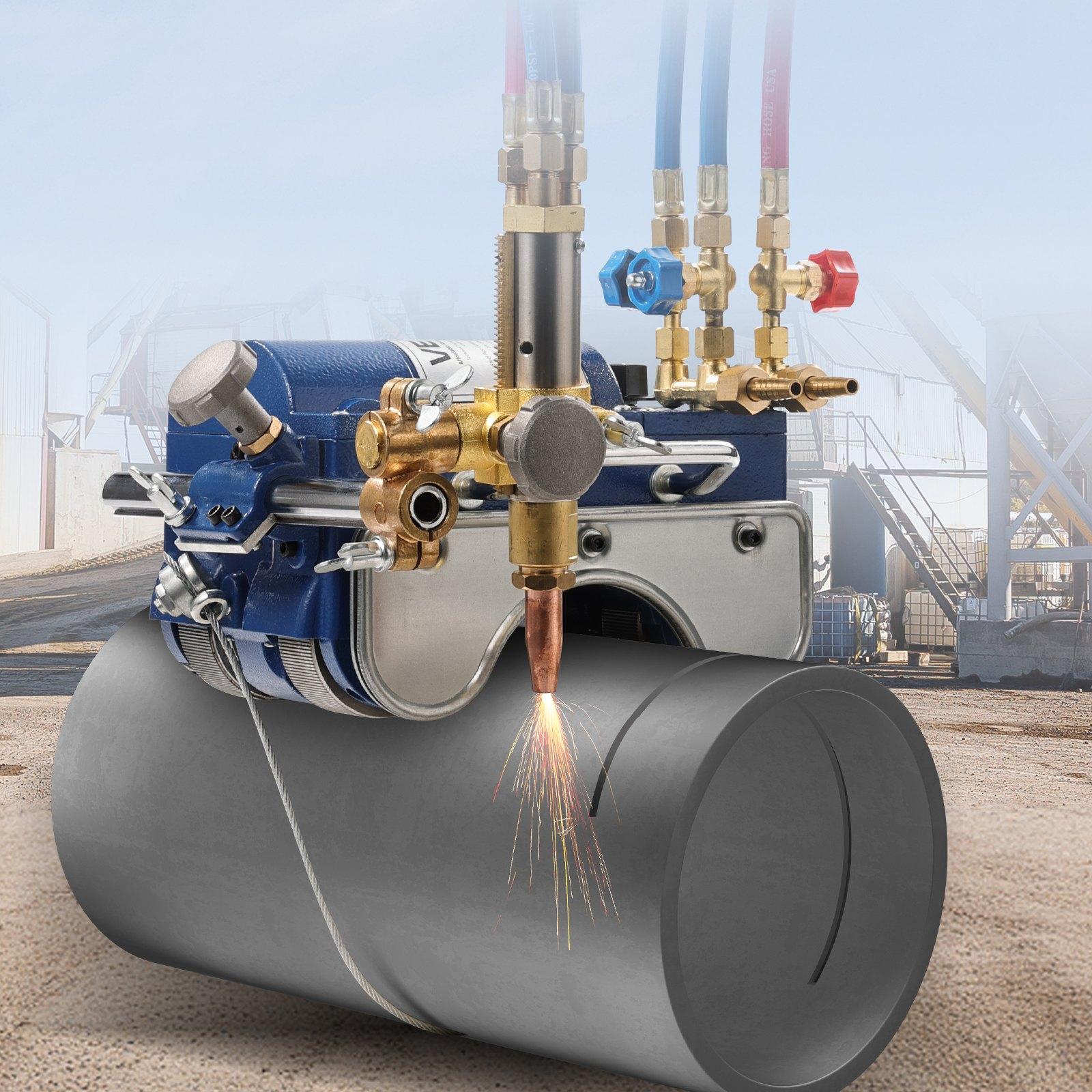 VEVOR 110V CG2-11C Electromagnetic Pipe Cutter, 2"-30"/Min Automatic Beveler for 0.2"-4" (5–101.6 mm/300x270x160 mm) Tubes, 3 Tips, 10-Speed Adjustment, Adjustable Angles, Copper Torches, 11.8x10.6x6.3 in, 14.8 kg, Pipe Cutters, Torch Burner, 300 X 270 X