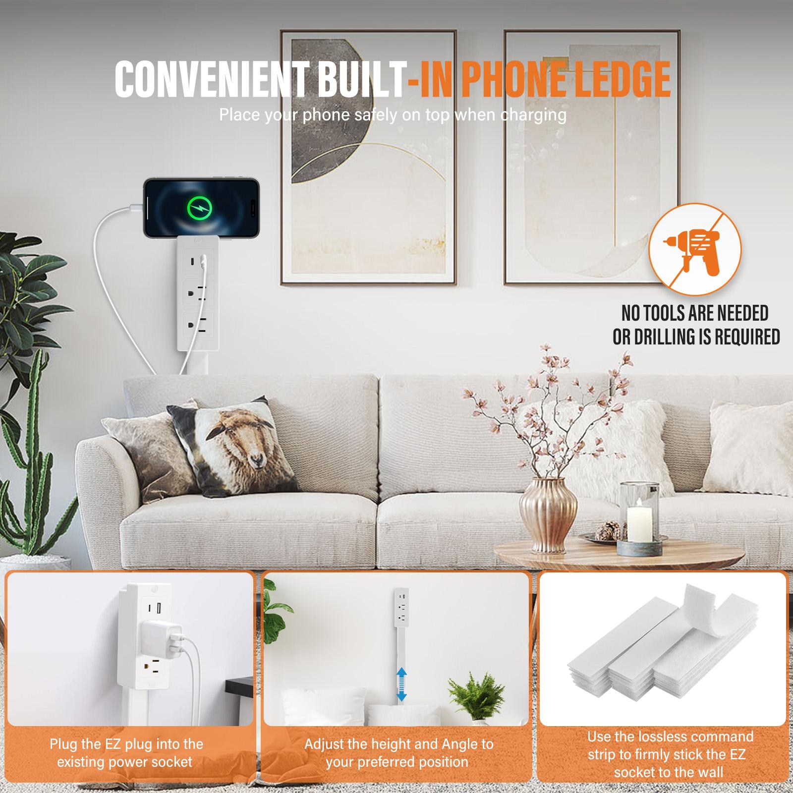 Power Socket Expander | 180° Rotatable Multi-Outlet Adapter (2 AC + USB ...