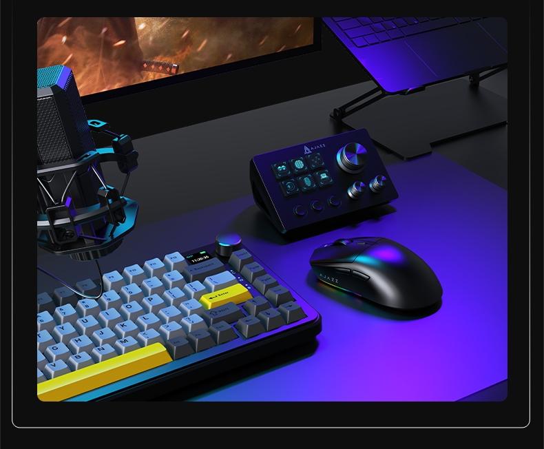 AJAZZ AKP03 console programmable rotation shortcut keys, multi-audio control, one-key operation, customizable buttons, integrated live broadcast console, anchor's essential desktop helper, live broadcast assistant