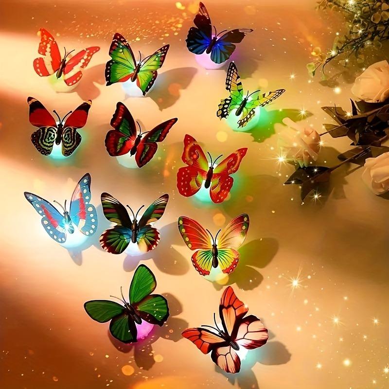 Random Color 3D Butterfly Lamp, 5/10/20 Counts Cute Simulation Butterfly, Romantic Wall Decoration For Home Room Layout Table Wall Decor for christmas gift