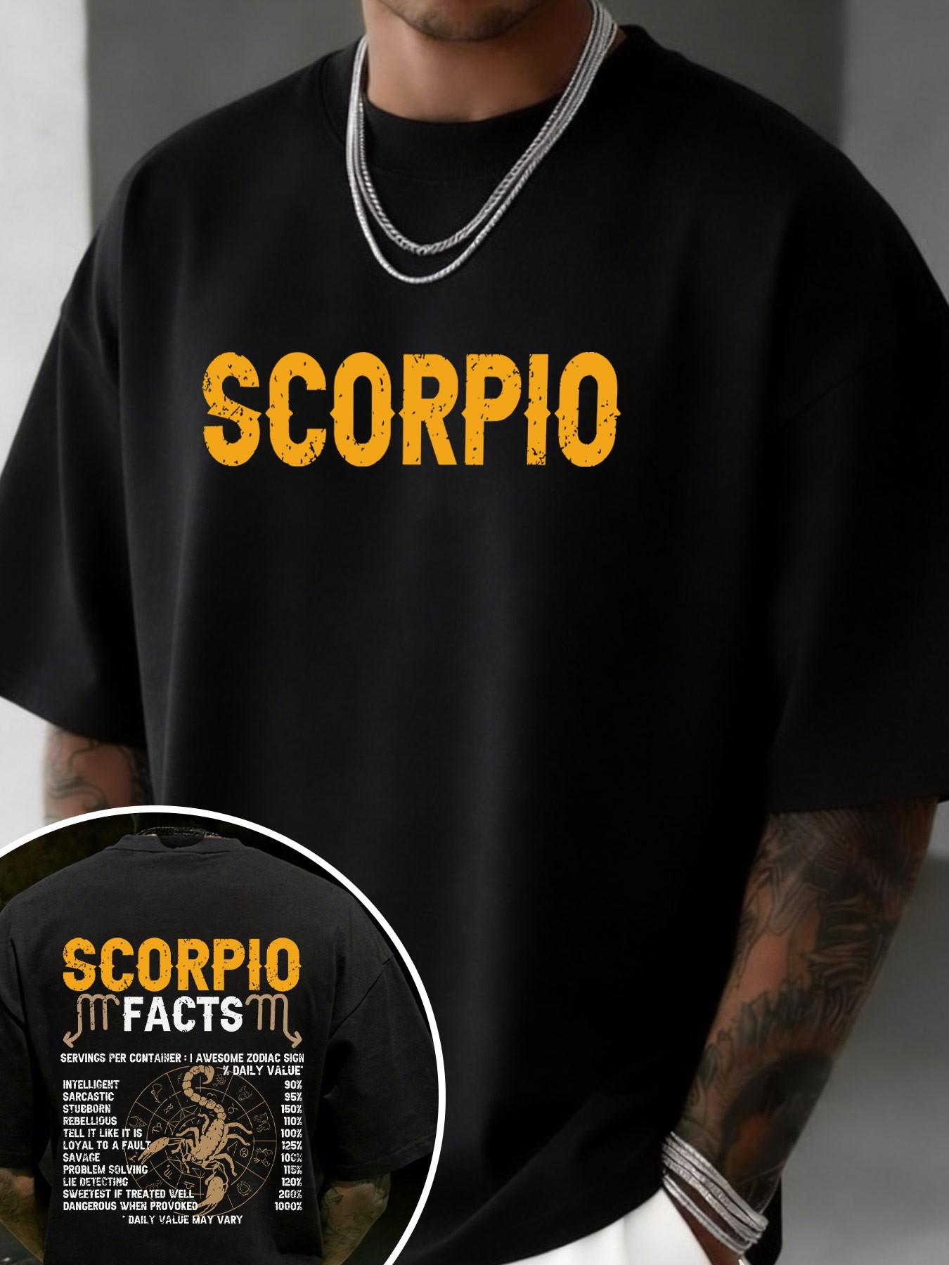Scorpio Zodiac Facts Funny Slogan T-Shirt, Casual Loose-Fitting Top, Unisex Oversize Tee, Random Print, Short Sleeve, No Collar