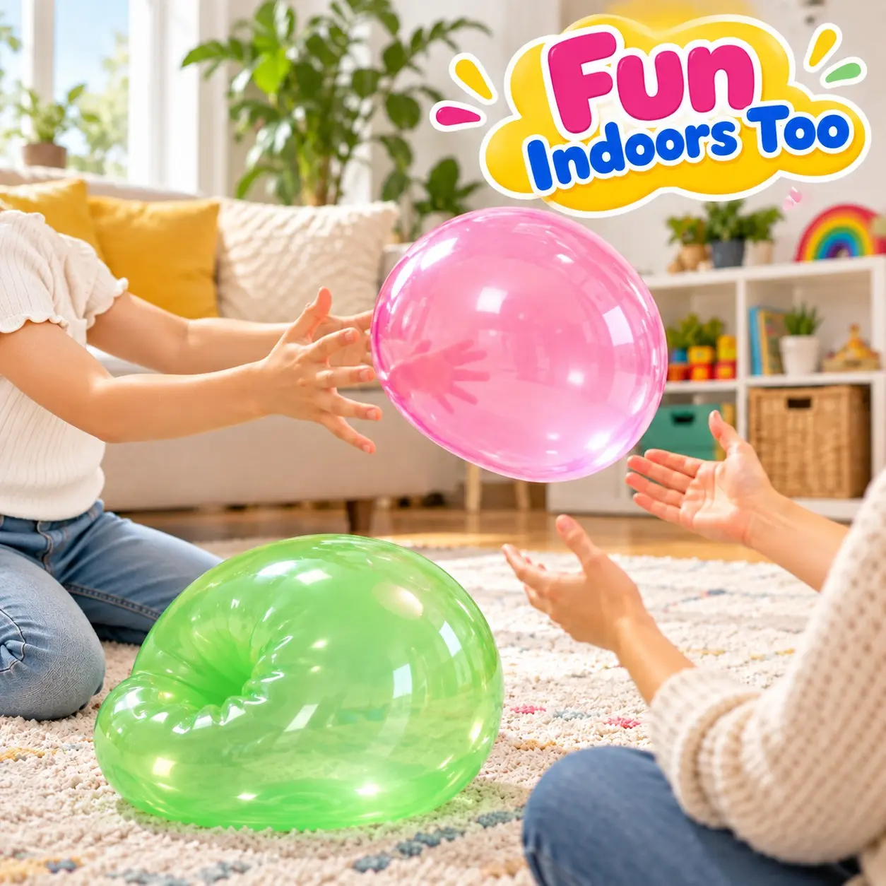 3-Pack Random Color Bubble Balls, Transparent Tpr Filled, Durable and Easy to Inflate, Beach Ball, Yard Game, Soft Rubber Ball, Inflatable Balls