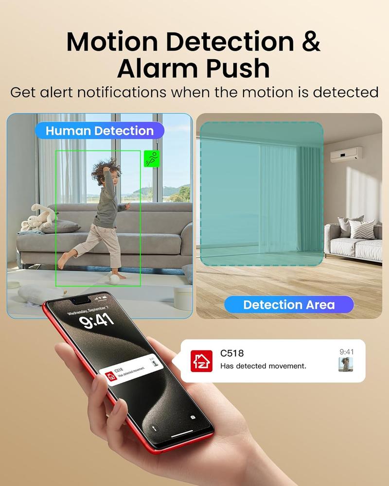 ZOSI 3MP Security Camera Indoor,Nanny/Pet Cam,Supports both 2.4G/5G WiFi,Pan&Tilt,Remote Access and Control from Phone App(Not Battery Camera)