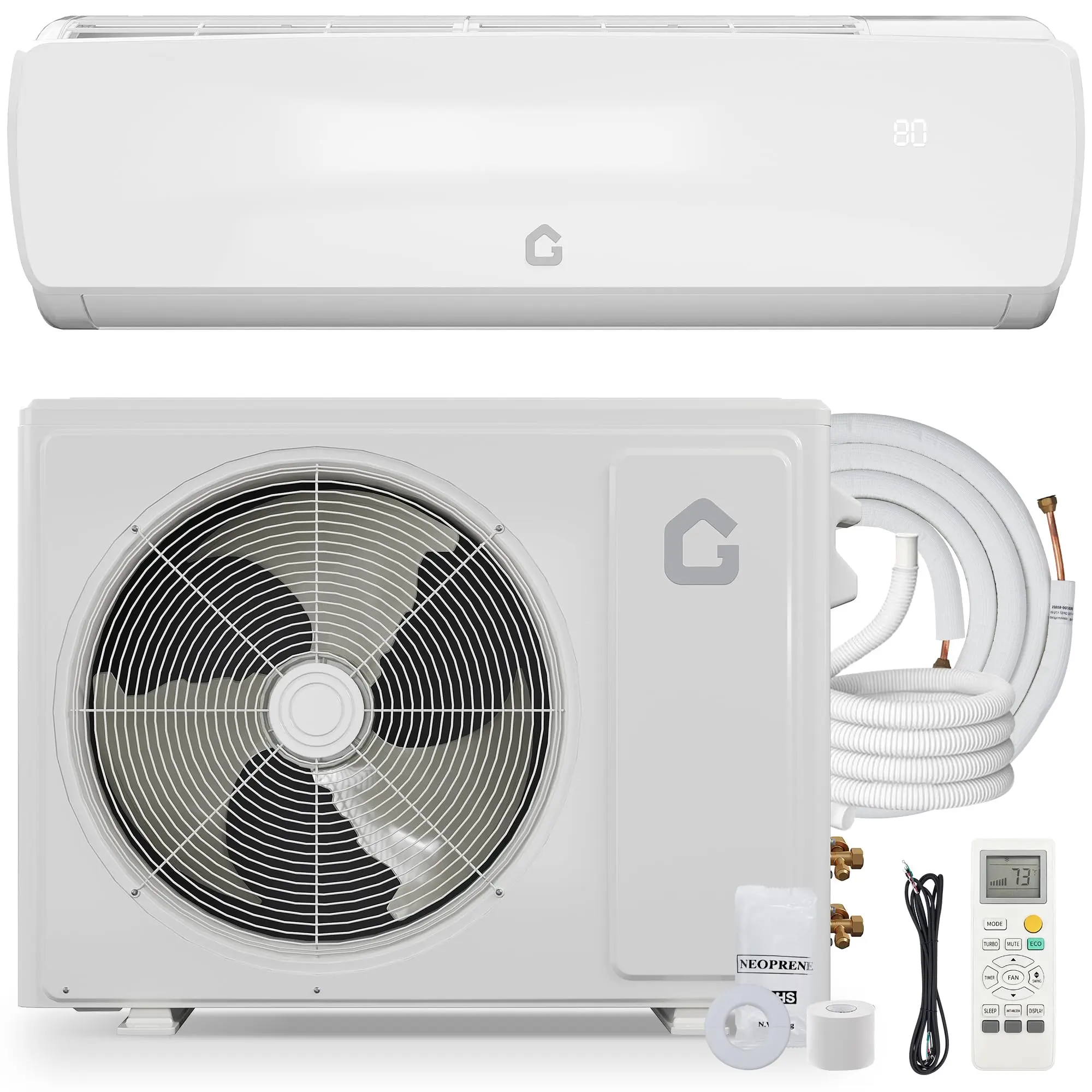 9000 BTU Mini Split AC and Heat Pump, 19 SEER2 Ductless Inverter Air Conditioner with WiFi, Quiet Cooling Heating for Bedroom Garage Office up to 450 Sq Ft, ETL Certified