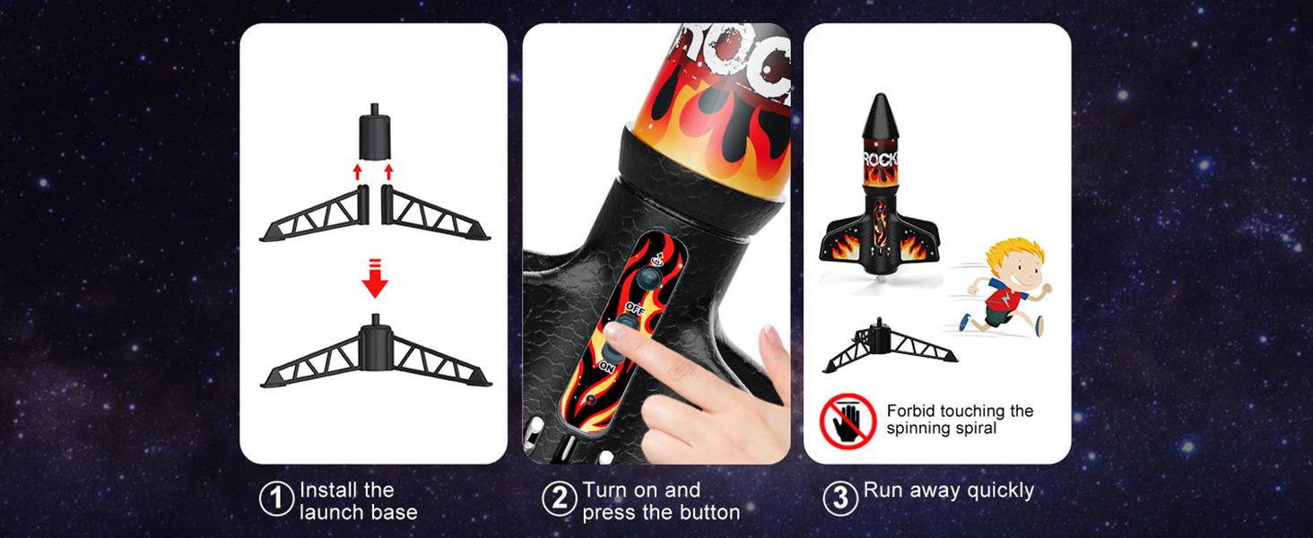 Rocket Launcher for Kids, Self Launching Motorized Air Rocket Toy, Outdoor Toys for Ages 8-12, Model Rockets with Parachute Safely Land, Launch up to 200 ft Birthday Gifts for Boys (Orange)  Aircraft