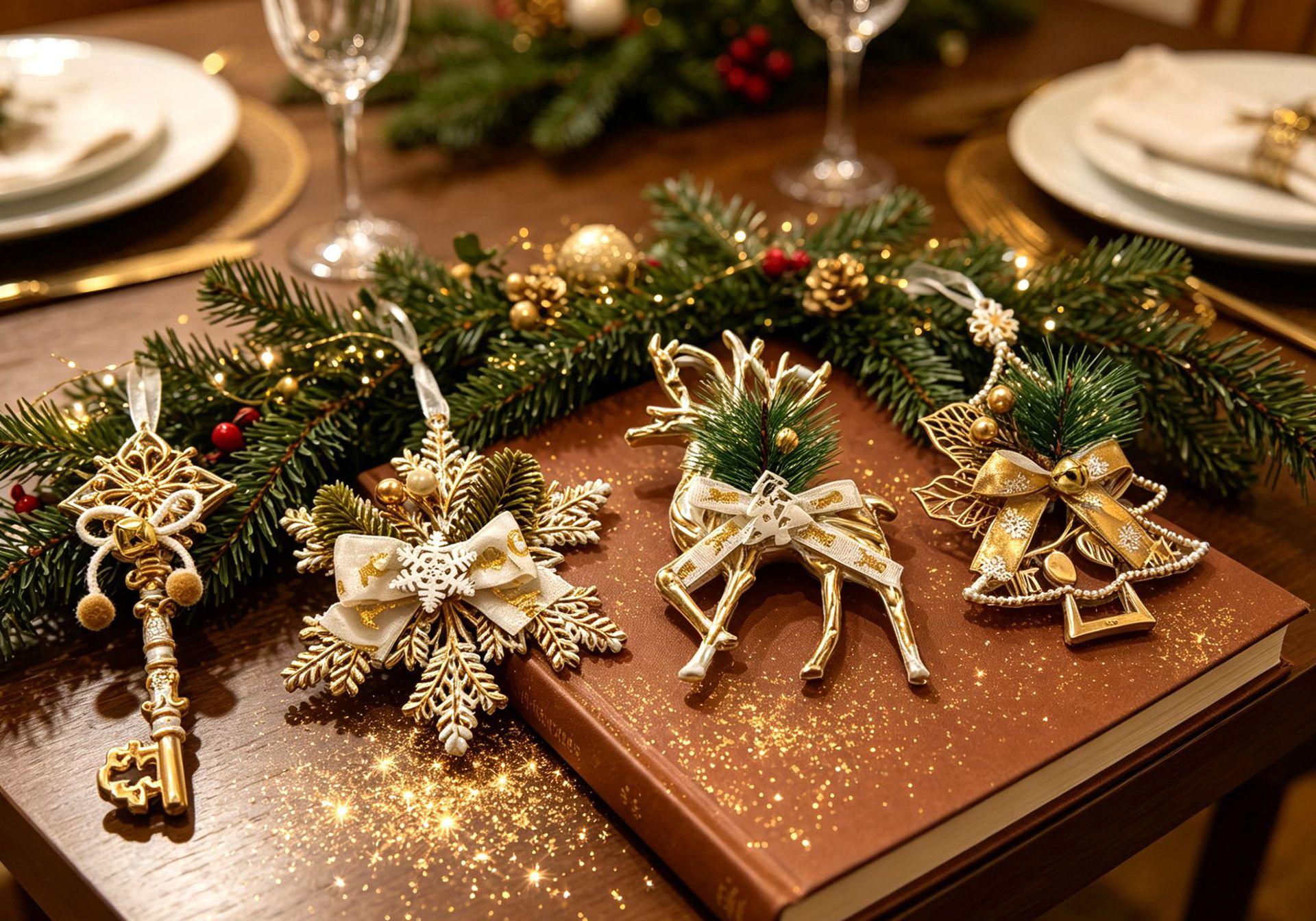 1Pc Christmas Ornaments, White & Gold Vintage Plastic Hanging Decorations, Snowflake Reindeer Key Christmas Tree Pendants, Suitable for Christmas Tree Decor, Holiday Decor, Window & Home Festival Atmosphere Decor