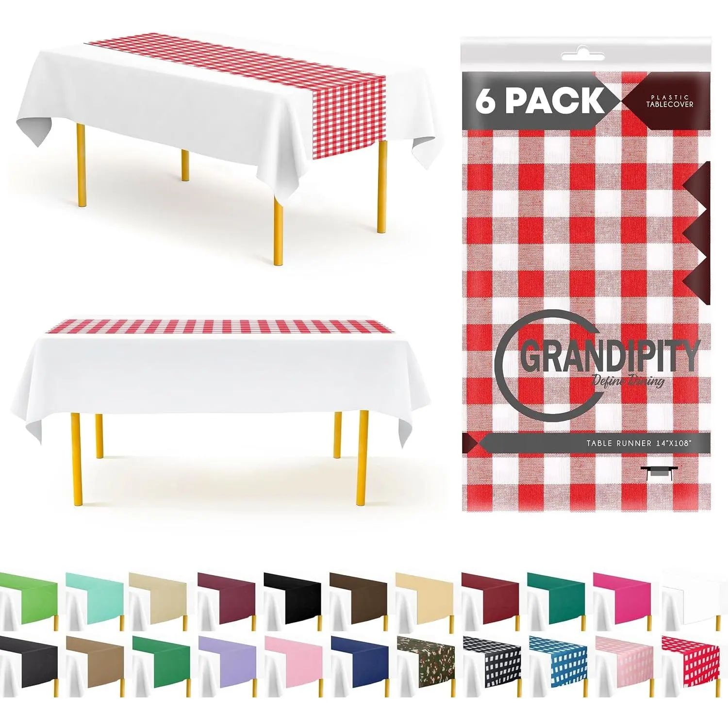 Disposable Table Runner for Parties 6 Pack (14 x 108 Inch)