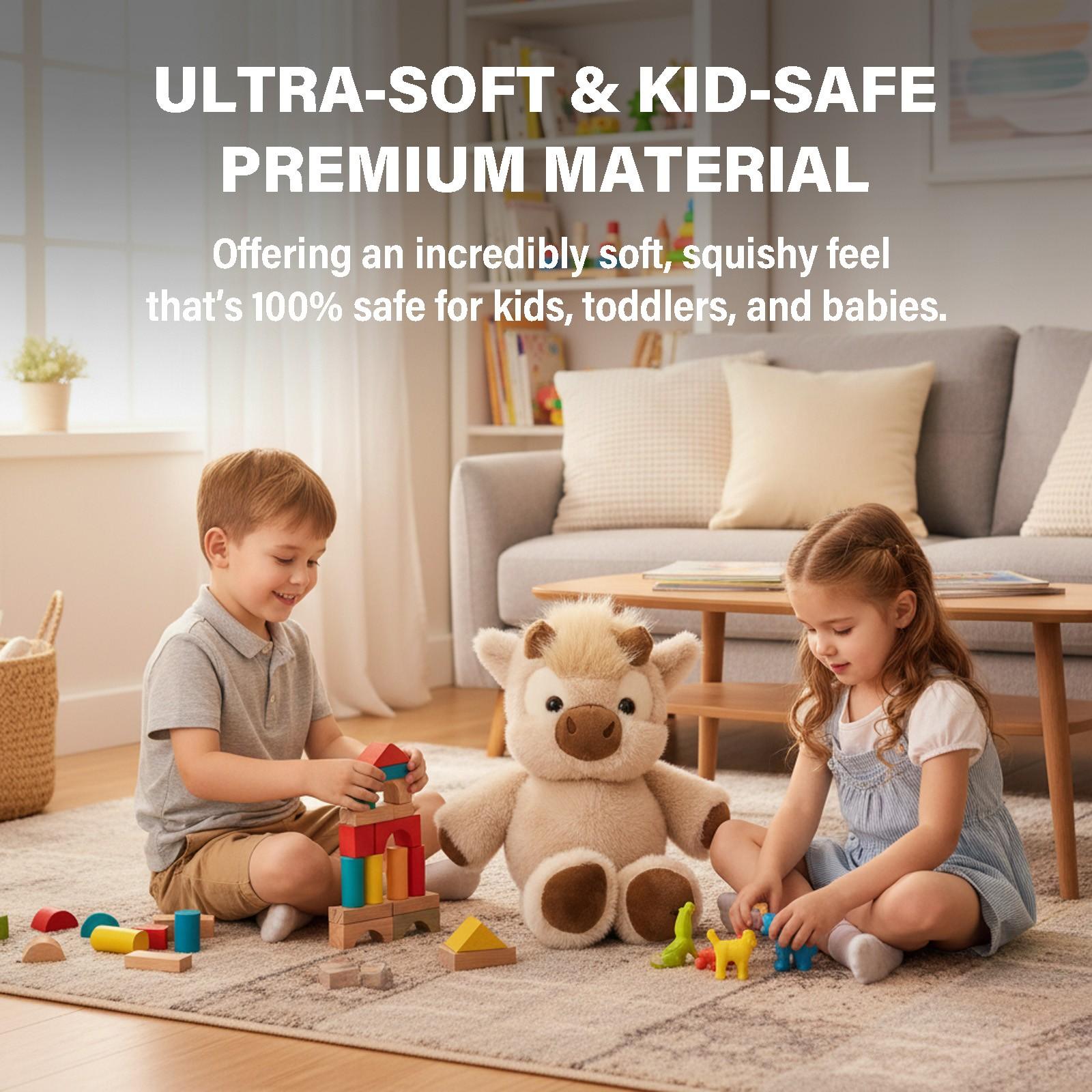 Running Series | 17.7" Running Cow Stuffed Animal Plush Highland Cow Bull Toys Cattle Doll Birthday Gifts for Adults & Kids