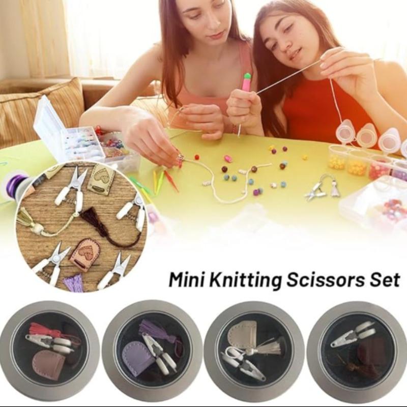 Compact Mini Knitting Scissors Set with Storage Box, Sewing Tool Kit, Essential Embroidery & Sewing Scissors for Crochet, Knitting, Cross-Stitch Crafts