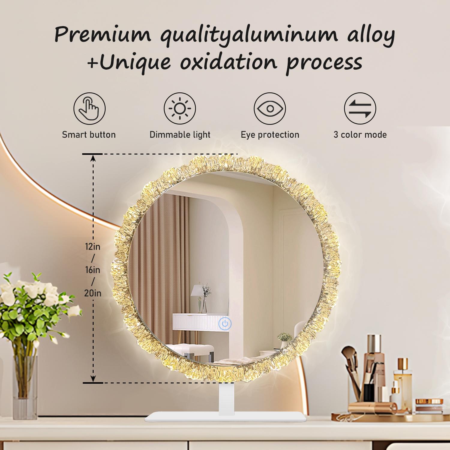 GALENTAL LED Vanity Mirror with Light, Round Bathroom Mirror With Touch Screen Control, LED Desktop Makeup Mirror, Circle Bathroom Mirrors For Over Sink, Adjustable Brightness, 3 CCT, Round Mirrors For Decor, Bedroom GALENTAL LED Vanity Mirror with Light, Round Bathroom Mirror With Touch Screen Control, LED Desktop Makeup Mirror, Circle Bathroom Mirrors For Over Sink, Adjustable Brightness, 3 CCT, Round Mirrors For Decor, Bedroom