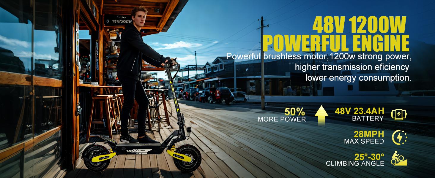 EOEOTWO electric scooter for adults, 25/40 miles long distance, maximum speed of 28 MPH, 1200W electric scooter foldable, 11-inch off-road tires, turn signal lights, double suspension and double brakes