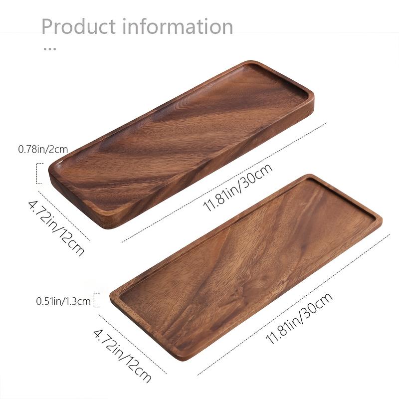1pc Natural Walnut Wood Rectangular Tray - 11.8-Inch Large Bathroom Countertop Organizer, Oval Rectangular Bath Sink Storage Rack with Polished Natural Grain