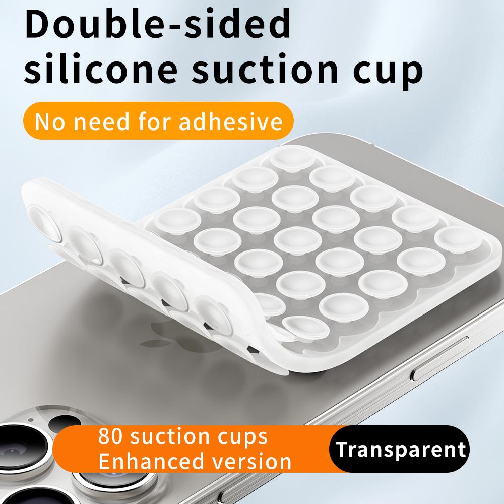 HISTORYOO Silicone Suction Cup Phone Case Mount Sticky Double Sided Phone Grip on Glass Metal Plastic For Phone, For Case, Hands-Free Vacuum Grip Holder for iPhone & Android, Phone Accessory for Selfies and Videos, Removable