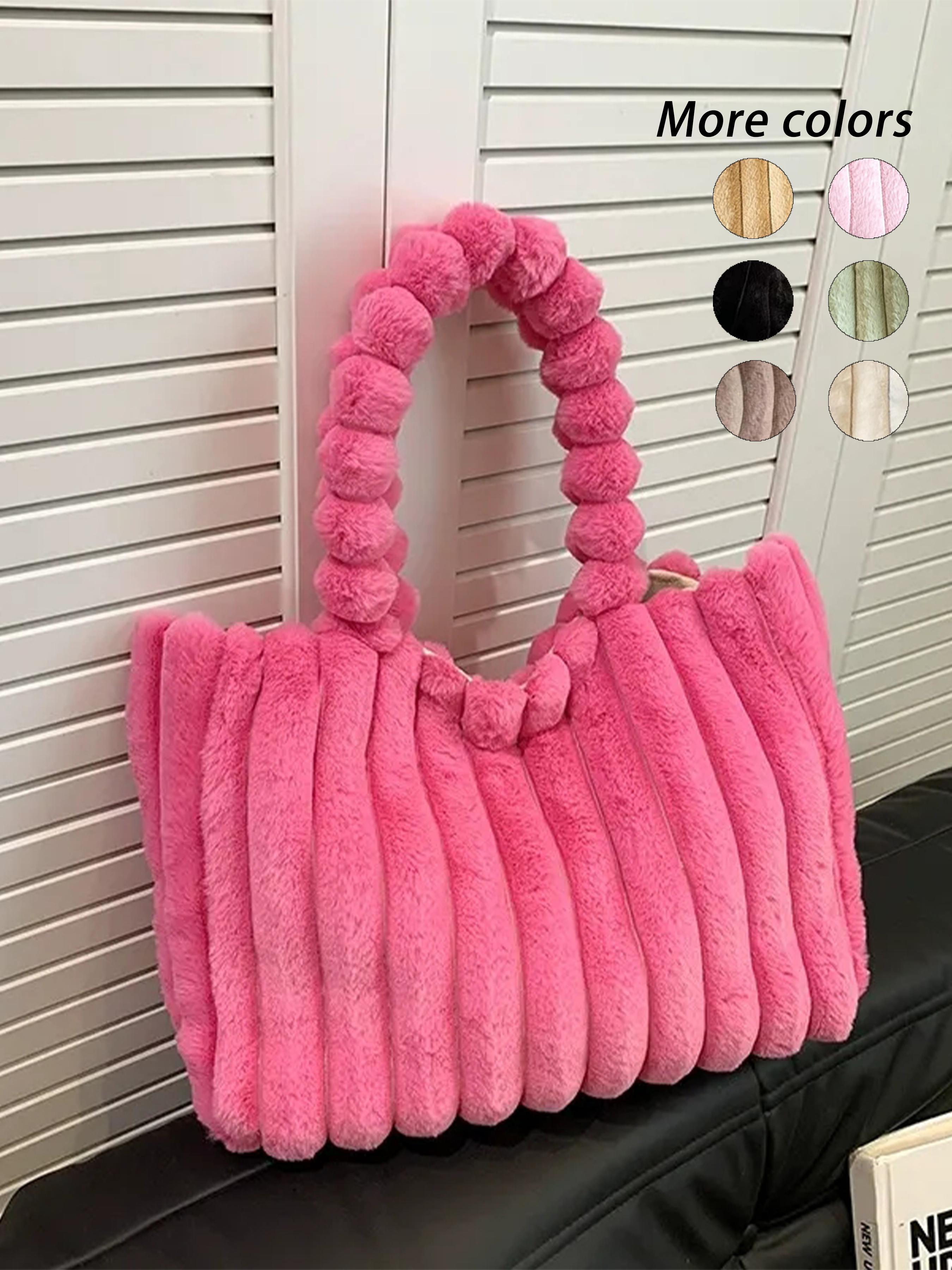 Valentine's Day Large Capacity Plush Tote Bag, Fashion Multi-Purpose Women's Shoulder Bag, Crossbody Tote Bag, Perfect for Winter, Stylish Spacious Handbag