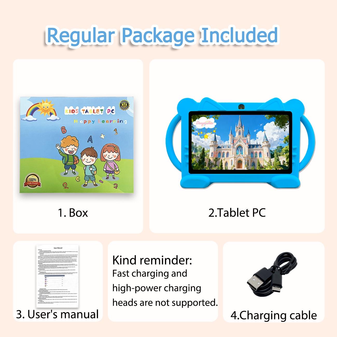 Standable and portable design7 Inch Android Wifi Tablet PC, Student Tablets, Parental Control, Rechargeable Battery, Dual Camera, Home & School Use, Kids' Learning Companion, Learning Entertainment Tablet, /blue