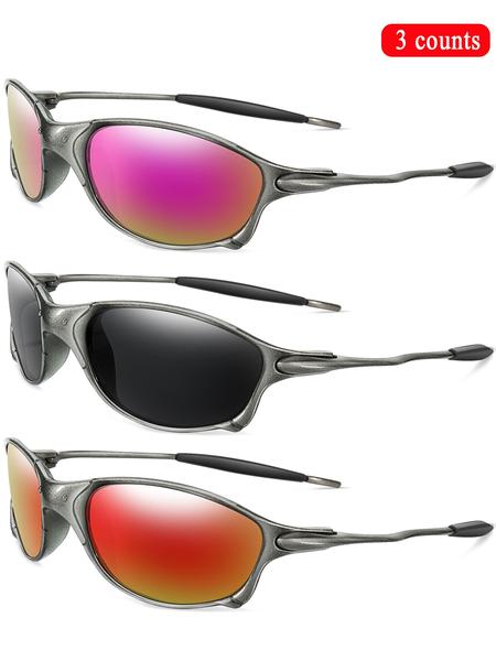 5 Pairs/set Unisex Vintage Oval Frame Vintage Sunglasses, Outdoor Sports Sunglasses, Fashionable Sunglasses for Men & Women for Daily Wear, Tinted Lenses Sunglasses