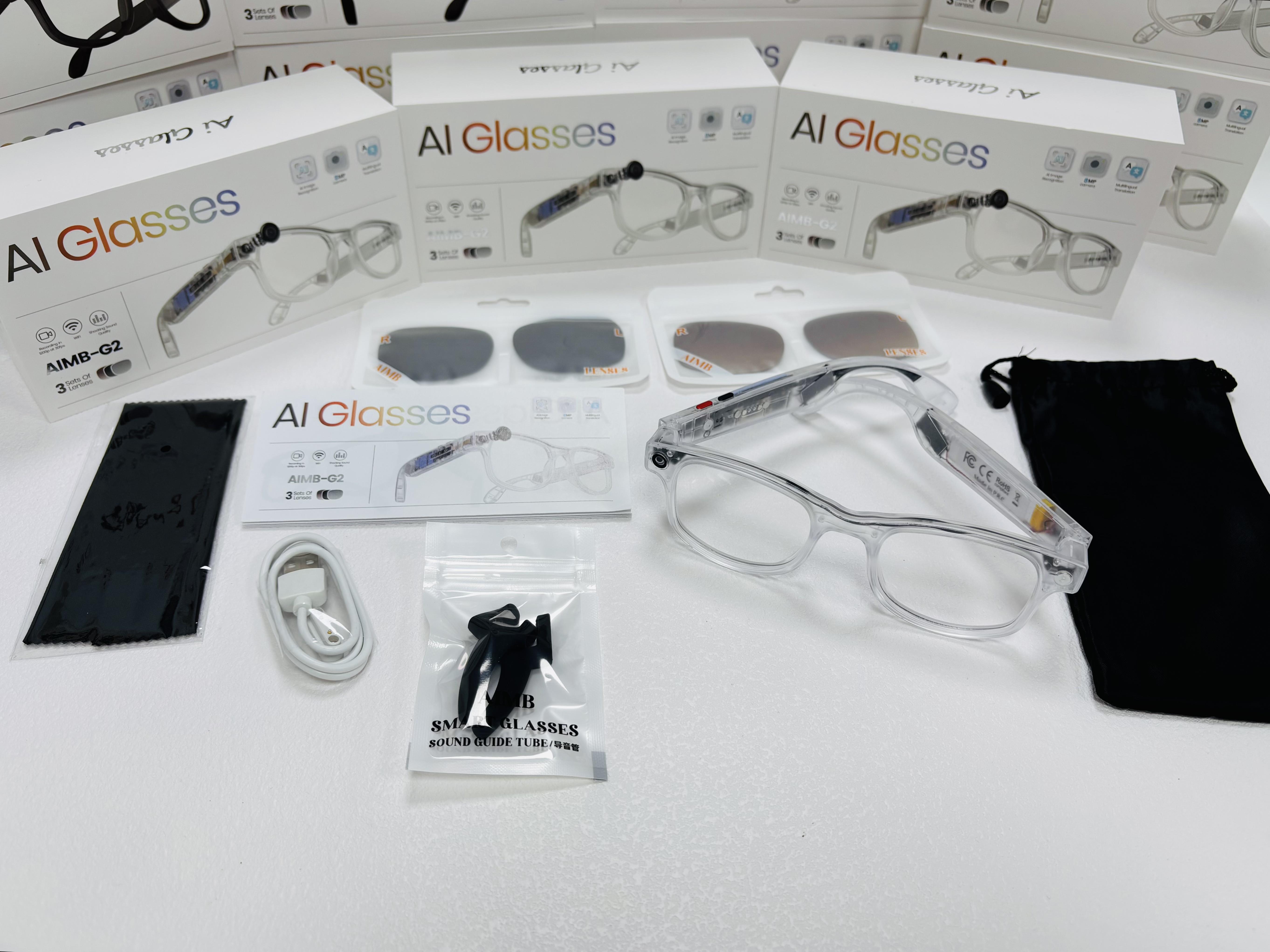 Smart Camera Glasses with 8mp Ultra-Wide Lens, Polarized Sunglasses Lenses, Ai Chatgpt Voice Control, 4 Hours Playtime, Wi-Fi/BT 5.3, Wearable Smart Glasses