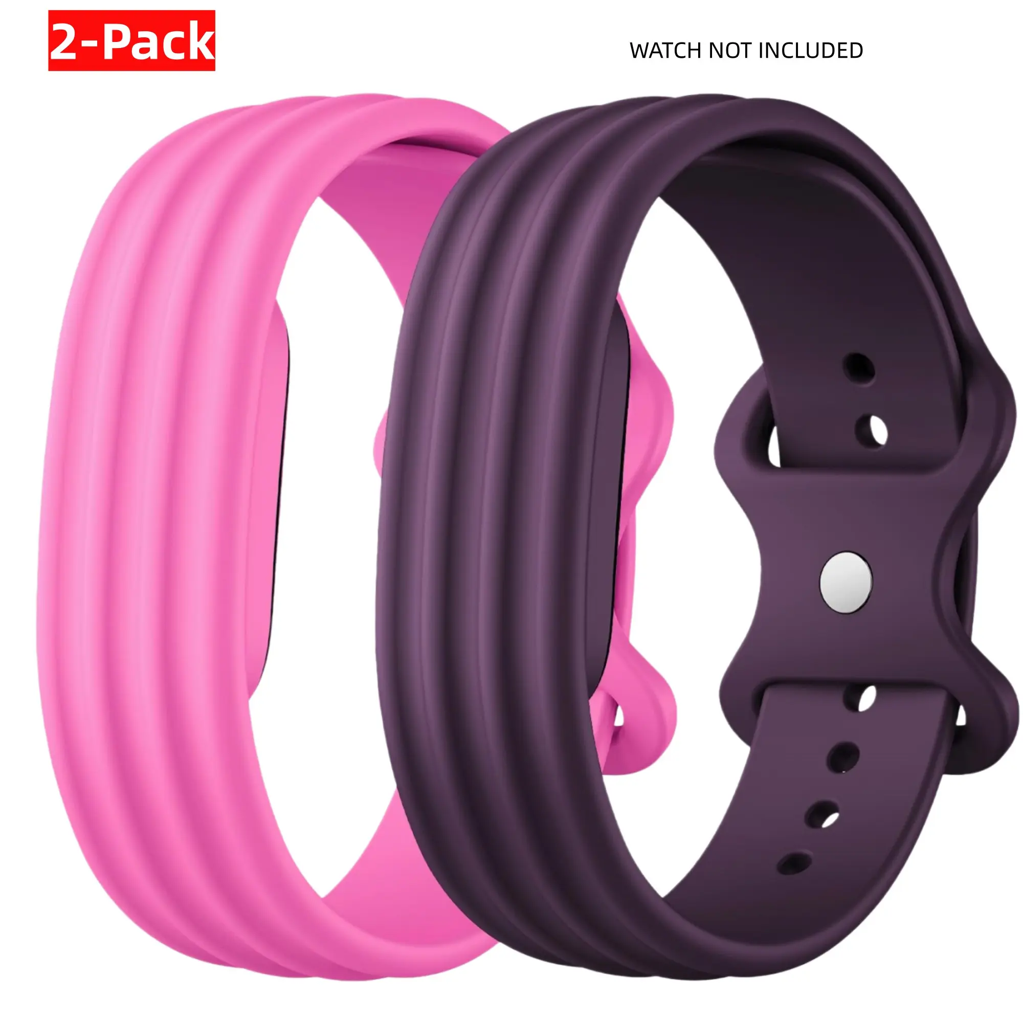 [2-piece set] Silicone sports wristband suitable for Google Fitbit Air screenless sports tracker soft perforated replacement strap waterproof wristband, adjustable fitness tracker strap